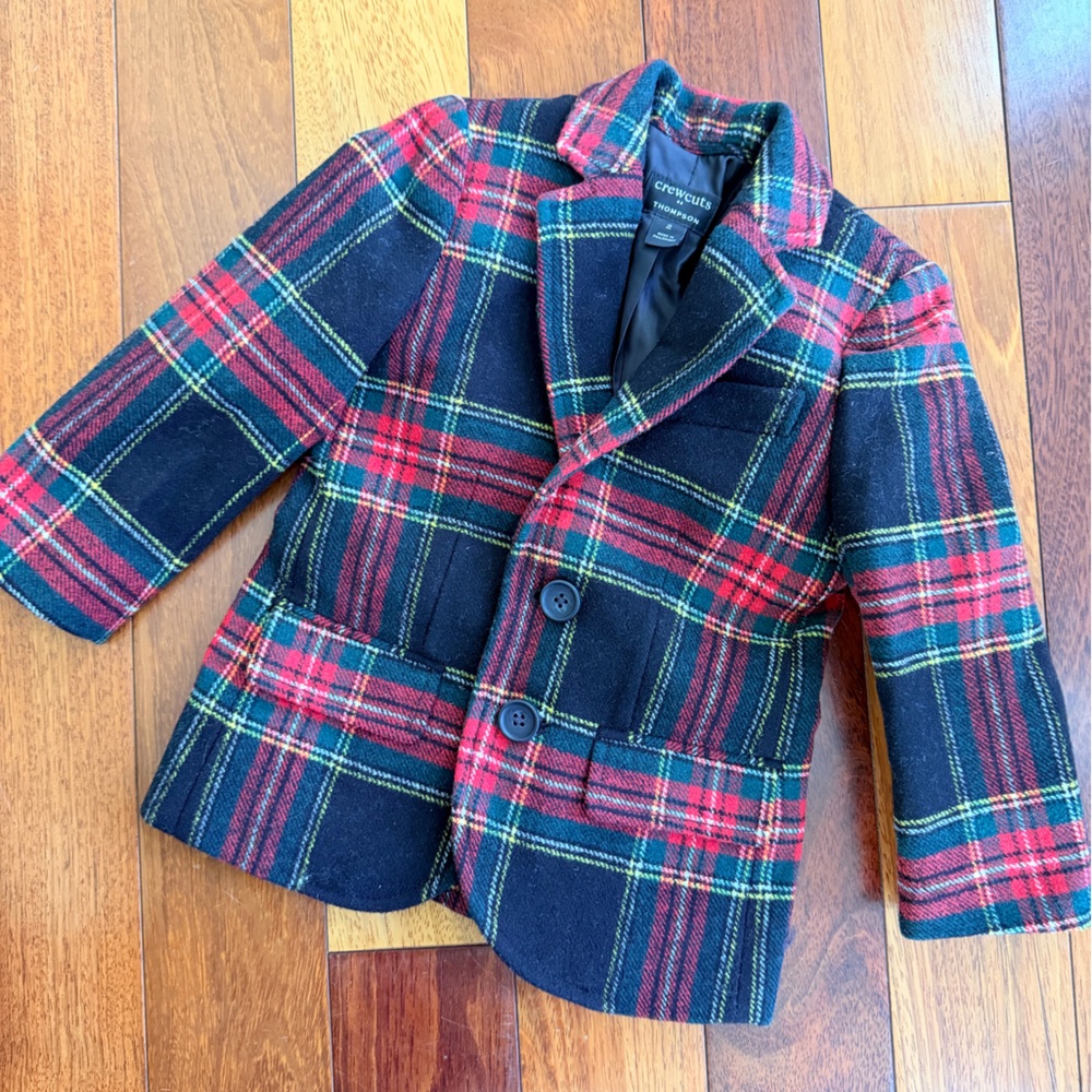 J. Crew Factory Boys Plaid Blazer - Red and Black